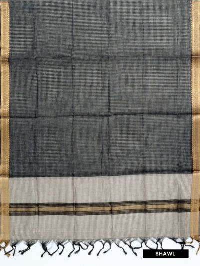 Graceful Essence Mangalagiri Cotton Grey Plain with Zari Border Dress Material