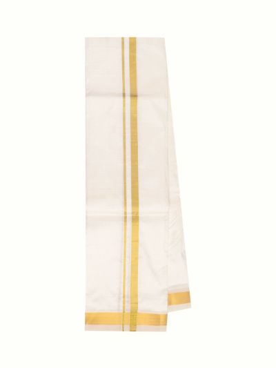 Men’s Traditional White Pure Silk Dhoti Off White