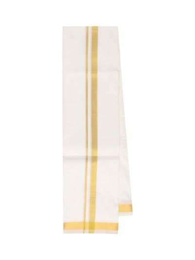 Men’s Traditional White Pure Silk Dhoti Off White color