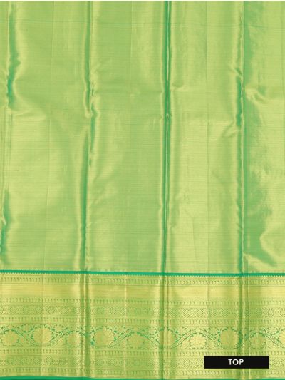 Kanmanie Emerald Glow Pure Silk Floral Jaal with Floral Brocade Pavadai Material