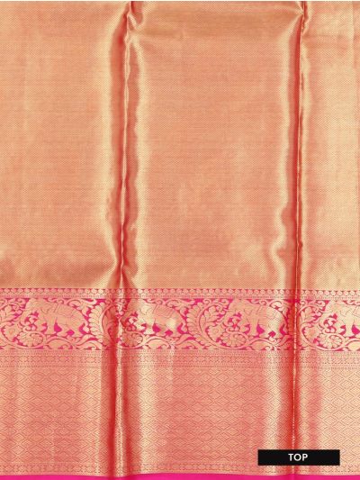 Gracecharm Pure Silk Geometric Jaal Elephant Border Pattu Pavadai Material