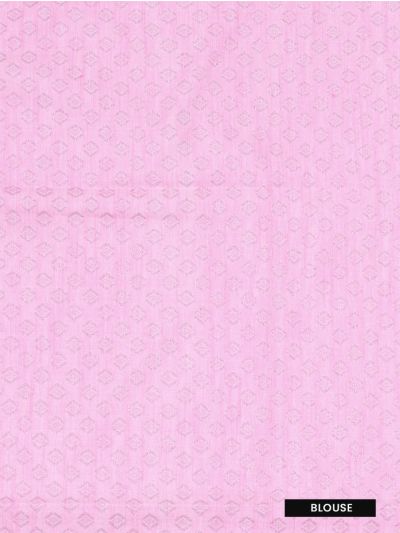 Kanmanie Softy Silk Pastel Pink Leaf Geometric Pallu Saree