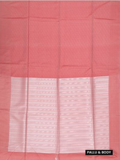 Kanmanie Softy Silk Coral Pink Self Weave Zari Stripe Pallu Saree