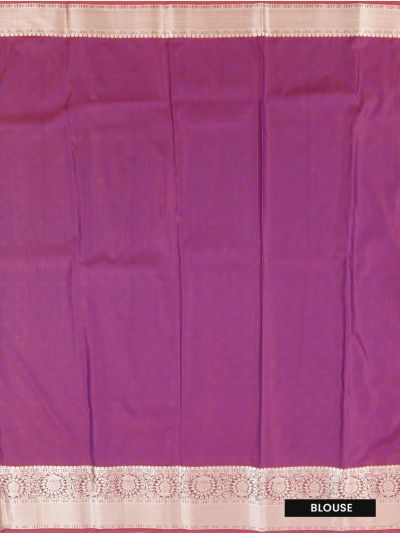 Gracecharm Gift Art Silk Purple Floral Jacquard with Geometric Pallu Saree