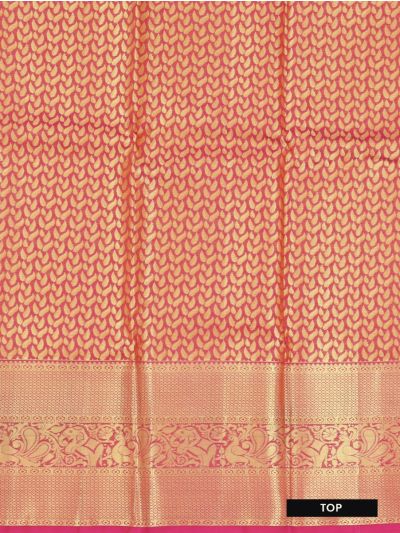 Gracecharm Pure Silk Floral Jaal Peacock Elephant Brocade Pattu Pavadai Material