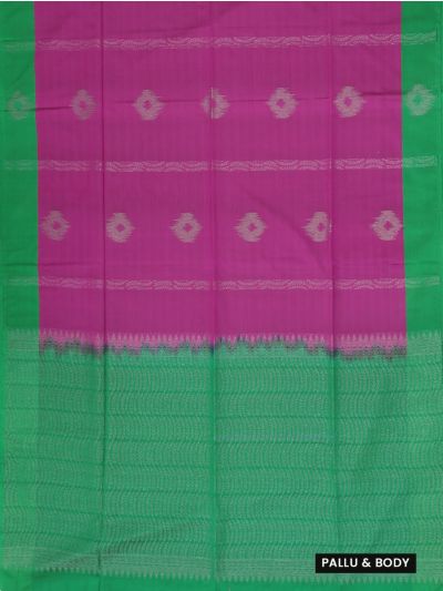 Kanmanie Softy Silk Magenta Diamond Butta Emerald Pallu Saree