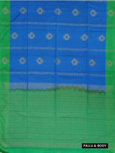 Kanmanie Softy Silk Royal Blue Diamond Butta Green Pallu Saree