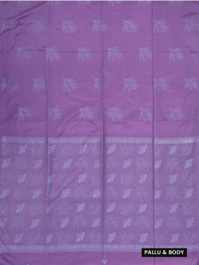 Kanmanie Softy Silk Lavender Leaf Butta Zari Pallu Saree