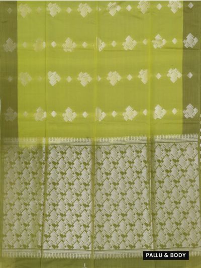 Kanmanie Softy Silk Lime Green Geometric Butta Zari Pallu Saree