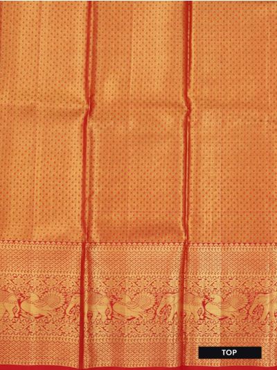 Gracecharm Pure Silk Floral Jaal with Elephant Border Pattu Pavadai Material
