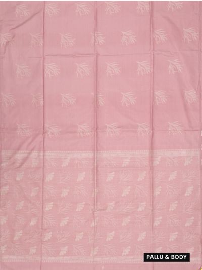 Kanmanie Softy Silk Dusty Rose Leaf Butta Zari Pallu Saree