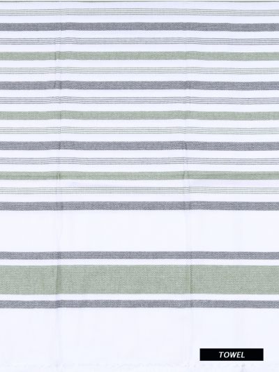 Doctor Towels Forest Green Cambric Multi-Stripe Bath Towel