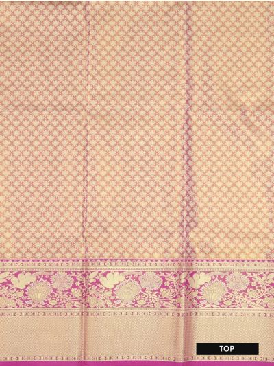 Gracecharm Pure Silk Floral Jaal with Floral Brocade Pattu Pavadai Material