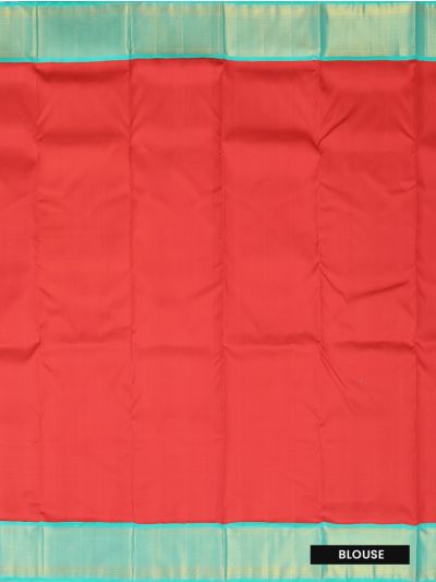 Traditional Arani coral red Pure Silk Nine Yards Plain with Gold Zari weave Border Saree
