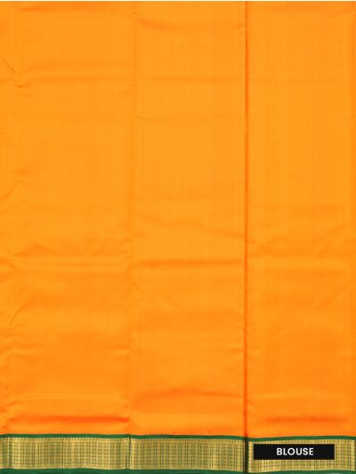 Traditional Arani Turmeric Yellow Pure Silk Nine Yards Plain with Gold Zari weave Border Saree