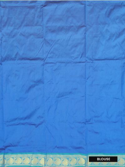 Traditional Arani sky blue Silk Nine Yards Plain with Zari Border Saree