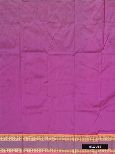 Traditional Arani magenta purple Silk Nine Yards Plain with Zari Border Saree
