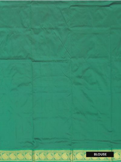Traditional Arani Rama Green Silk Nine Yards Plain with Zari Border Saree