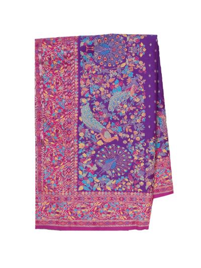 Gracecharm Katan Silk Butta with Peacock Floral Jaal Pallu Saree