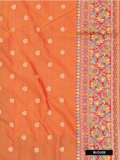 Gracecharm Katan Silk Butta with Peacock Floral Jaal Pallu Saree