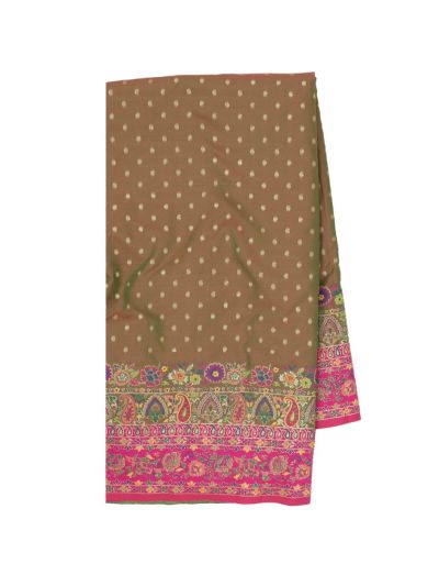 Gracecharm Katan Silk Butta with Floral Pallu Saree