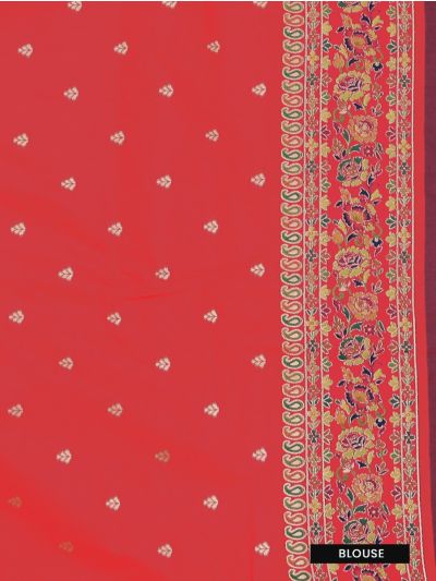 Gracecharm Katan Silk Butta with Paisley Floral Pallu Saree
