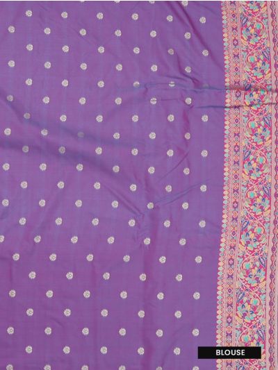 Gracecharm Katan Silk Butta with Peacock Floral Pallu Saree