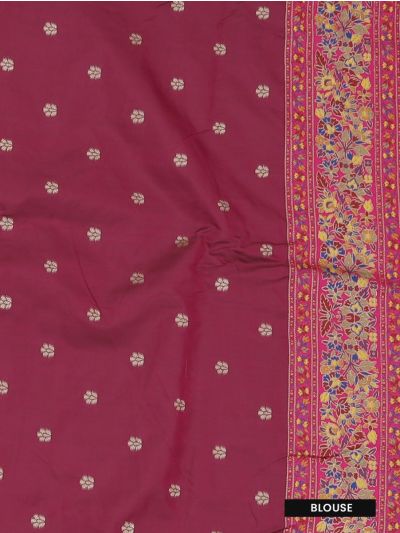 Gracecharm Katan Silk Butta with Floral Border Saree