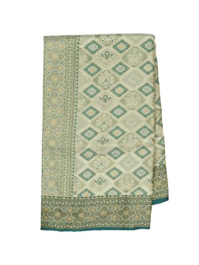 Gracecharm Mashru Kanjivaram Silk Geometric Floral Design Saree