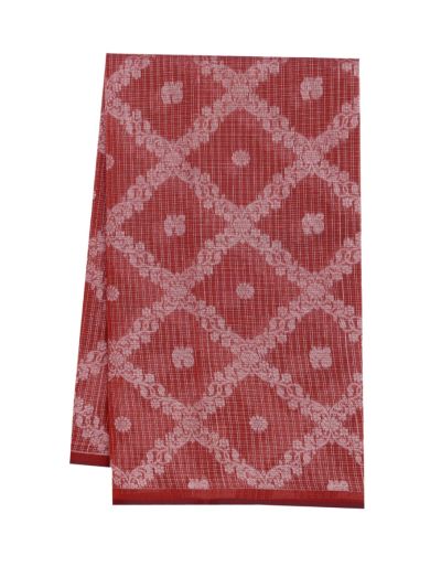 Gracecharm Kora Silk Cotton Floral Diamond Jaal Saree
