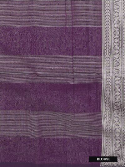 Gracecharm Kora Silk Cotton Stripe Butta with Geometric Pallu Saree