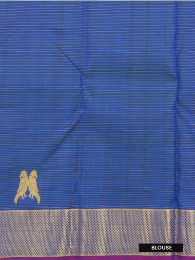Arani Pure Silk Fine Striped with Floral Chakra Butta Grid Pallu Saree