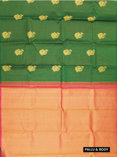 Vivaha Arani Pure Silk Checks Butta with Diamond Floral Pallu Saree
