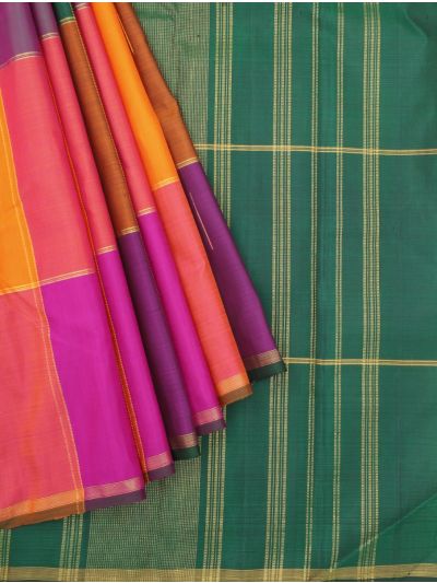 Vivaha Arani Pure Silk Multicolour Checks with Contrast Pallu Saree