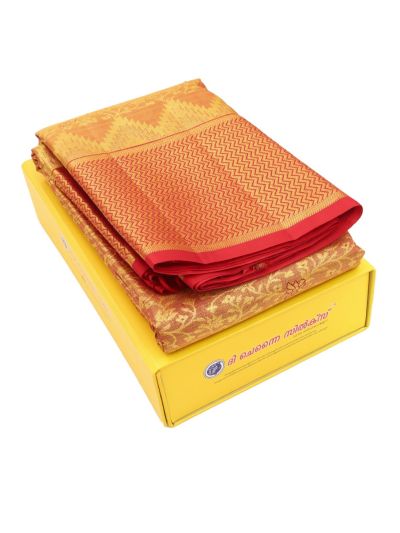 Vivaha Kanchipuram Pure Silk Floral Vine Jaal with Chevron Zari Pallu Saree