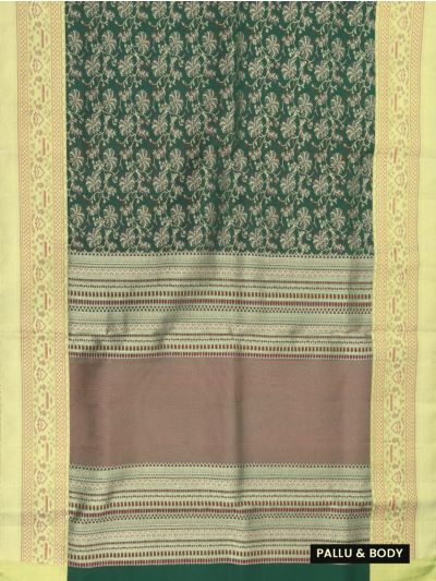 Vivaha Kanchipuram Pure Silk Floral Bird Vine Jaal with Geometric Pallu Saree