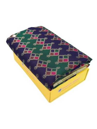 Vivaha Kanchipuram Pure Silk Four Square Geometric Butta with Geometric Pallu Saree