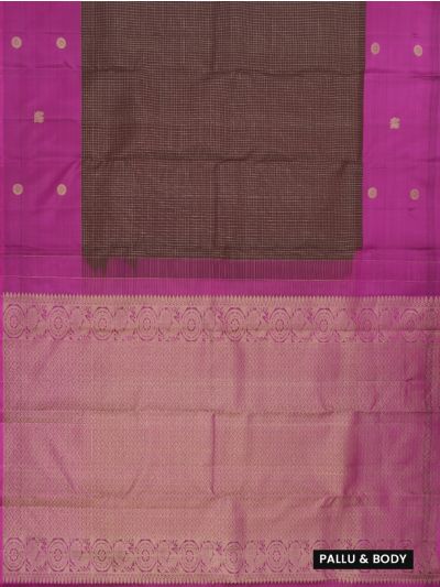 Pure Silk Fine Checks and Round Butta with Diamond Brocade Pallu Saree
