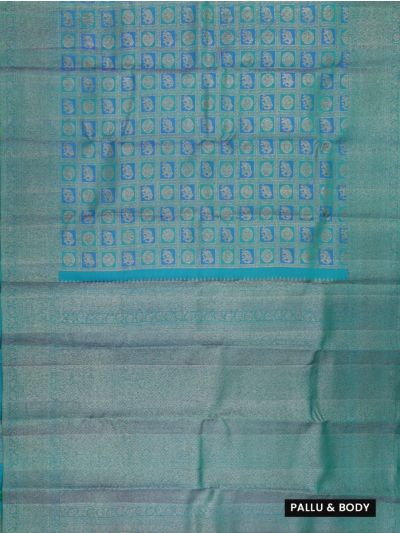 Gracecharm Pure Silk Elephant Chakra Checks with Diamond Brocade Pallu Saree