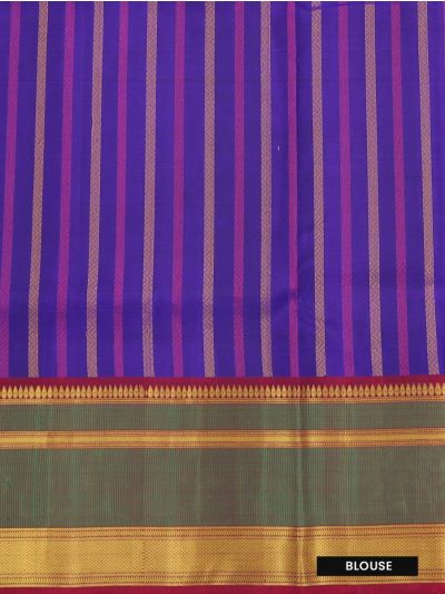 Kanmanie Soft Silk Striped Geometric Butta with 8 Inch Jacquard Border Saree