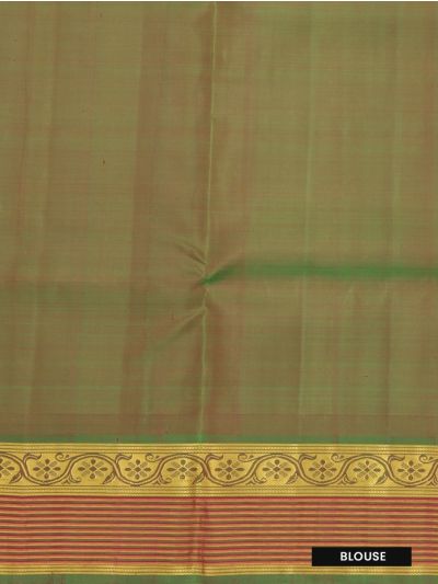 Kanmanie Soft Silk Geometric Stripes Butta with 6 Inch Tissue Border Saree