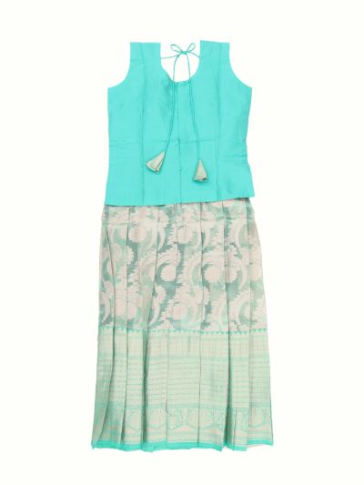 Charming Girls Readymade Art Silk Floral Brocade Pattu Pavadai Set