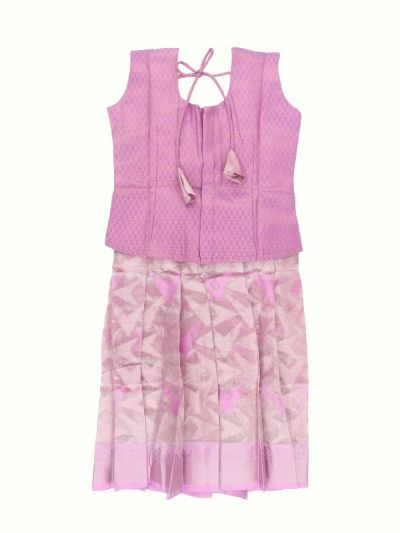 Charming Girls Readymade Art Silk Geometric Brocade Pattu Pavadai Set