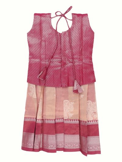 Charming Girls Readymade Art Silk Diamond Pattu Pavadai Set