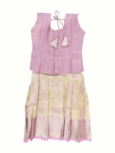 Charming Girls Readymade Art Silk Diamond with Butta Pattu Pavadai Set