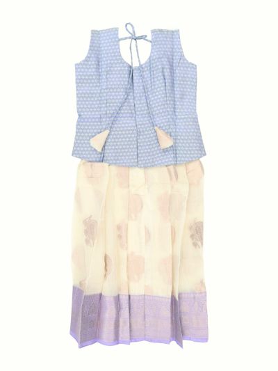 Charming Girls Readymade Art Silk Diamond with Butta Pattu Pavadai Set