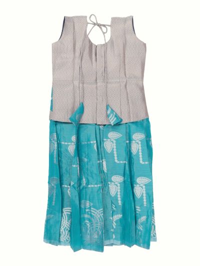 Charming Girls Readymade Art Silk Diamond with Leaf Brocade Pattu Pavadai Set