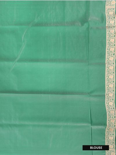 BlossomEase Semi Banarasi Leaf Butta with Floral Panel Pallu Saree