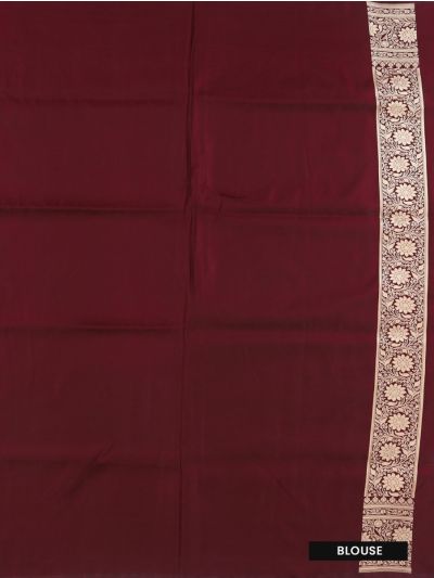 BlossomEase Semi Banarasi Floral Butta with Maroon Jaal Pallu Saree