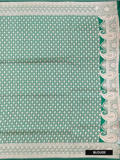 BlossomEase Semi Banarasi Paisley Butta with Green Jaal Pallu Saree